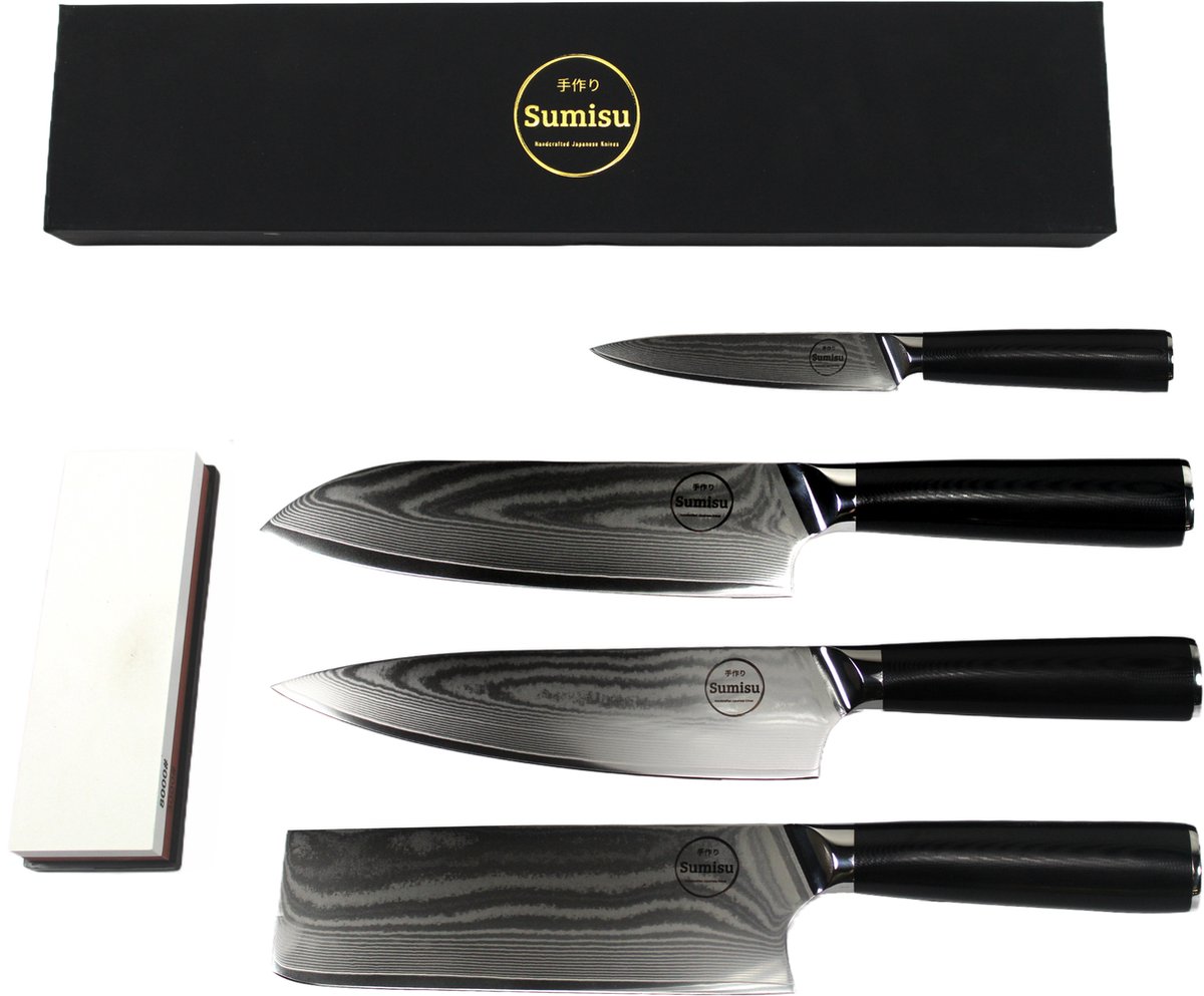 Set Coltelli Nara Asia 3 Pezzi In Acciaio Inox | Manici Ergomici | Regalo In Cassetta Legno